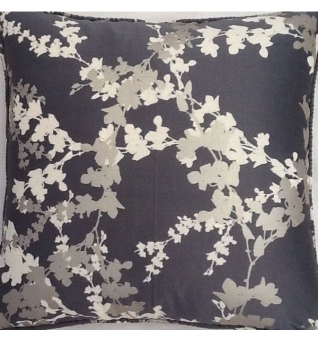 A 16 Inch Laura Ashley cushion Cover In Hawthorne Charcoal Silk fabric