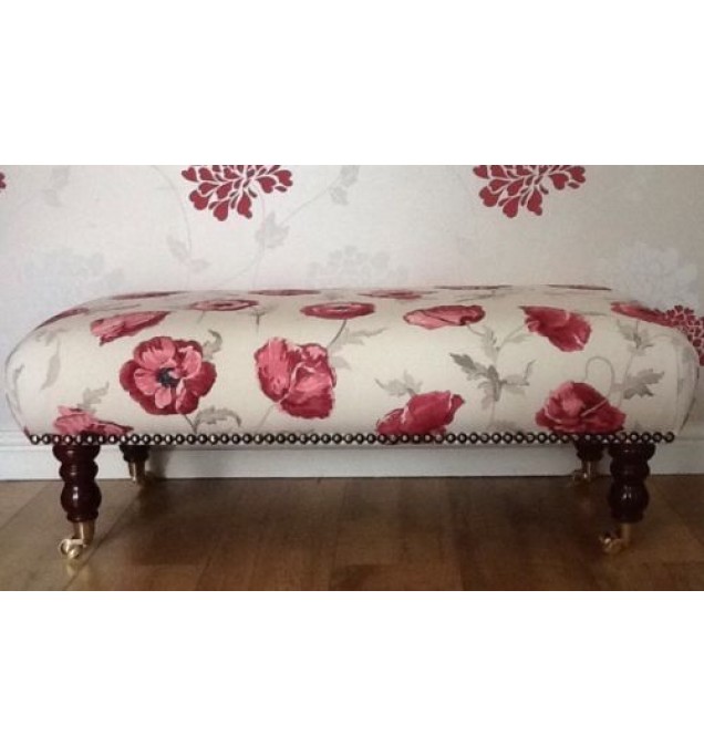 A Quality Long Footstool In Laura Ashley Freshford Poppy Fabric