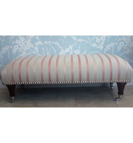 A Quality Long Footstool In Laura Ashley Luxford Coral Fabric