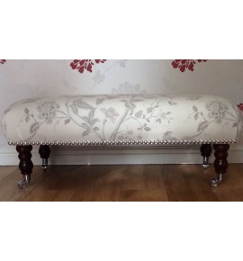 A Quality Long Footstool In Laura Ashley Summer Palace Dove Grey Fabric