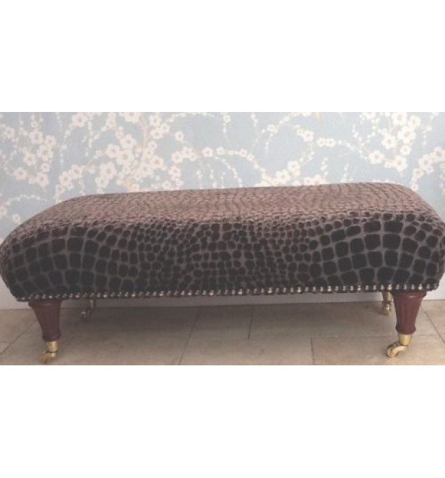 A Quality Long Footstool In Designers Guild Nabucco Cocoa Fabric