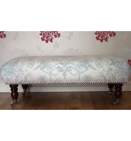 A Quality Long Footstool In Laura Ashley Tuileries Duck Egg Fabric
