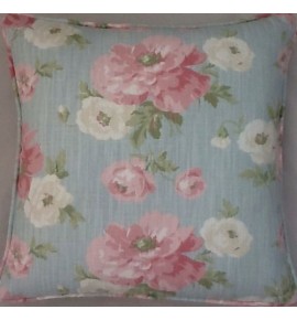 A 16 Inch Cushion Cover In Laura Ashley Bakewell Duck Egg Fabric