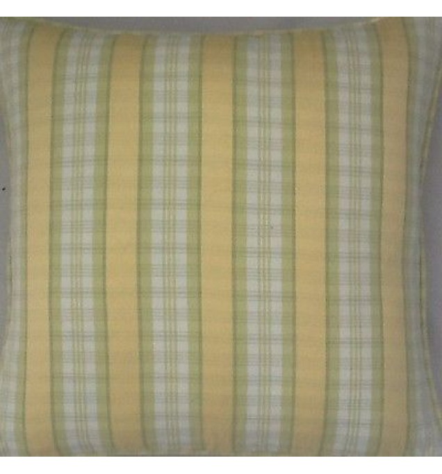 A 16 Inch Cushion Cover In Laura Ashley Ribbon Stripe Cowslip Fabric