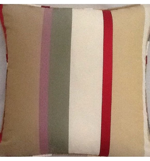 A 16 Inch Cushion Cover In Laura Ashley Caspian Silk Stripe Fabric