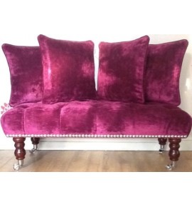 Long Deep Buttoned Footstool & Cushions Laura Ashley Caitlyn Berry Fabric