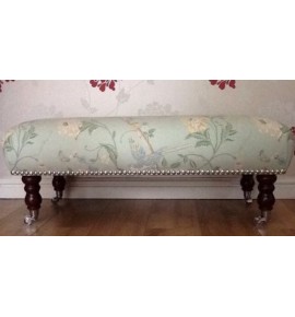 A Quality Long Footstool In Laura Ashley Summer Palace Eau De Nil Fabric