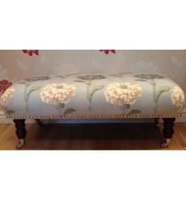 A Quality Long Footstool In Laura Ashley Ruskin Duck Egg Fabric