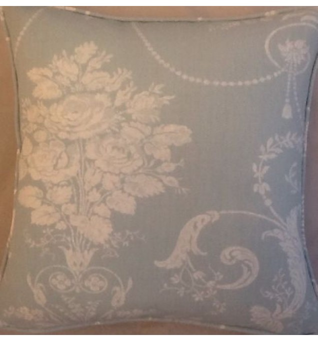 A 16 Inch cushion Cover In Laura Ashley Josette Light Duck Egg fabric
