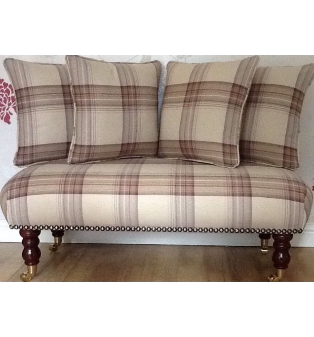 Long Footstool Stool & 4 Cushions Laura Ashley Brodie Raisen Fabric
