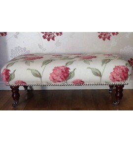 A Quality Long Footstool / Stool In Laura Ashley Hydrangea Cranberry Fabric