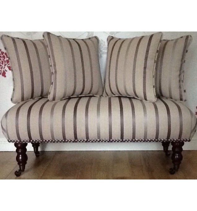 Long Footstool Stool & 4 Cushions Laura Ashley Luxford Amethyst Fabric