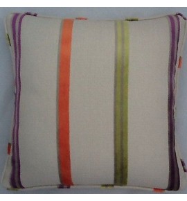 A 16 Inch Cushion Cover In Laura Ashley Ellora Velvet Stripe Zinnia Fabric