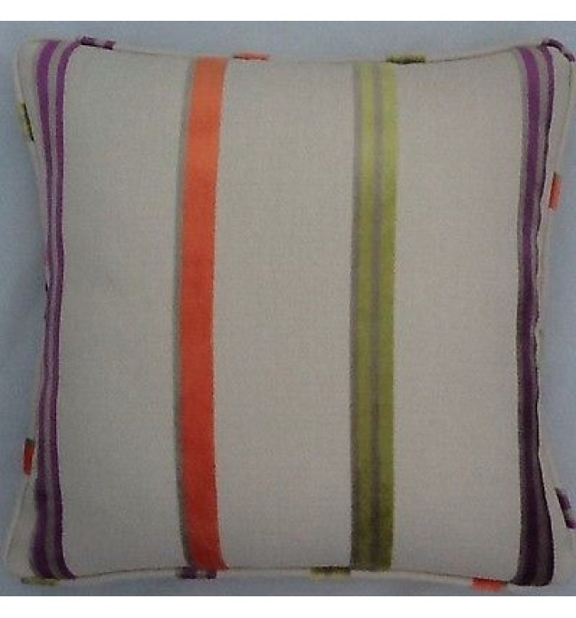 A 16 Inch Cushion Cover In Laura Ashley Ellora Velvet Stripe Zinnia Fabric