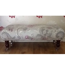 A Quality Long Footstool In Laura Ashley Summer Baroque Grape Fabric
