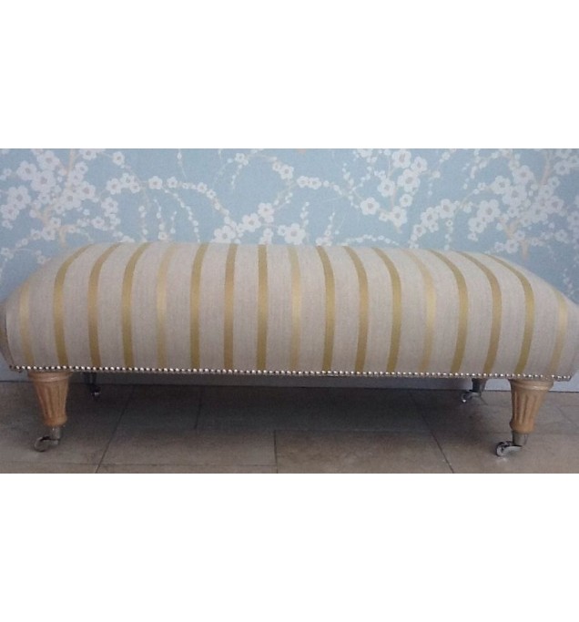 A Quality Long Footstool In Laura Ashley Luxford Camomile Fabric
