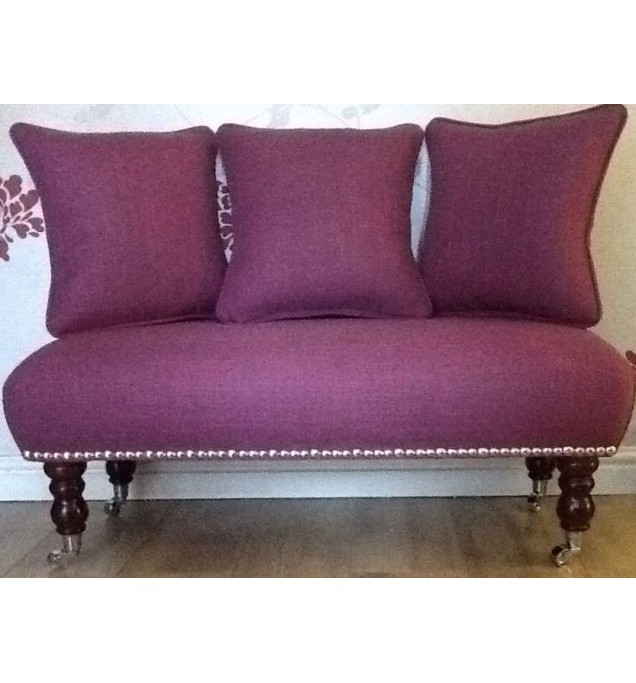 Long Footstool Stool & 4 Cushions Laura Ashley Dalton Berry Fabric