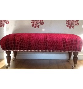A Quality Long Footstool In Designers Guild Nabucco Fuchsia Fabric