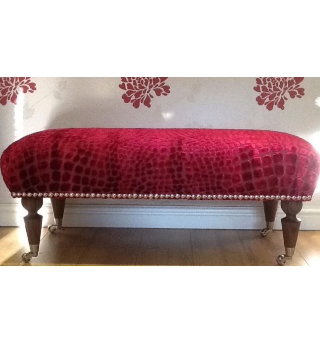 A Quality Long Footstool In Designers Guild Nabucco Fuchsia Fabric