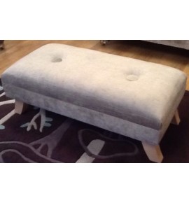 A Quality Buttoned Footstool In Laura Ashley Villandry French Grey Fabric