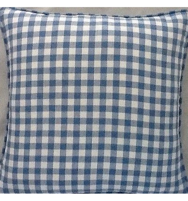 A 16 Inch Cushion Cover In Laura Ashley Gingham Blue Fabric