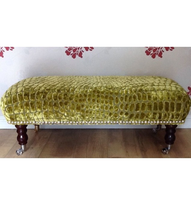 A Quality Long Footstool In Designers Guild Nabucco Robinia Fabric