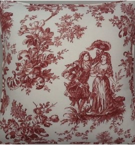A 16 Inch Cushion Cover In Laura Ashley Toile Raspberry fabric