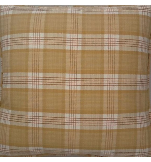 A 16 Inch Cushion Cover In Laura Ashley Halkirk Gold Check fabric