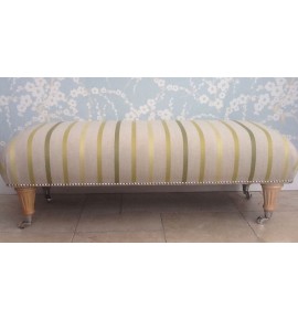 A Quality Long Footstool In Laura Ashley Luxford Olive Fabric