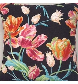 A 16 Inch Cushion Cover In Laura Ashley Gosford Charcoal / Cerise Fabric