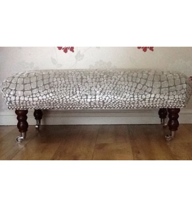 A Quality Long Footstool In Designers Guild Nabucco Pearl Fabric