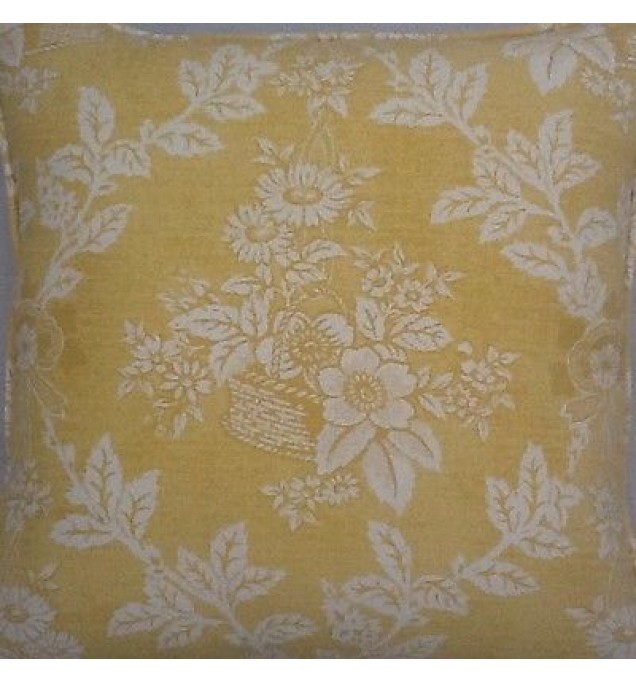 A 16 Inch Cushion Cover In Laura Ashley Summer Trellis Cowslip Fabric