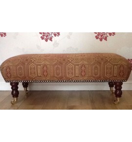 A Quality Long Footstool In Laura Ashley Tamarind Burgandy Fabric