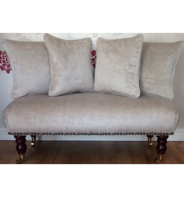 Long Footstool Stool & 4 Cushions In Laura Ashley Villandry Sable Fabric