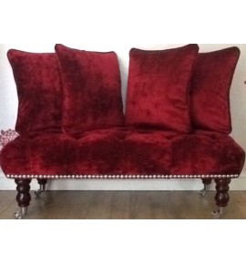 Long Deep Buttoned Footstool & Cushions Laura Ashley Caitlyn Cranberry Fabric