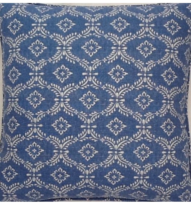 A 16 Inch cushion cover in Laura Ashley norton denim fabric