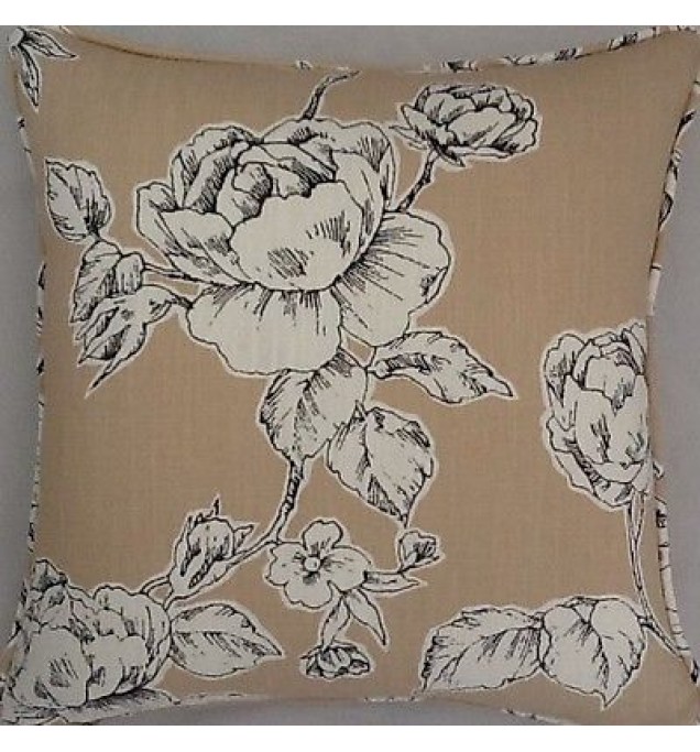 A 16 Inch Cushion Cover In Laura Ashley Summer Roses Charcoal Fabric