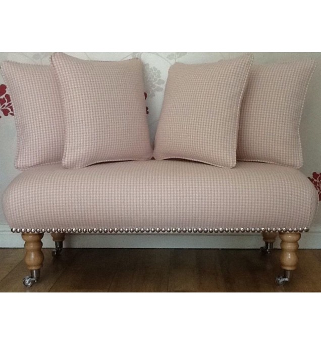 Long Footstool Stool & 4 Cushions Laura Ashley Miller Cyclamen Fabric