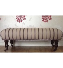 A Quality Long Footstool In Laura Ashley Luxford Amethyst Fabric