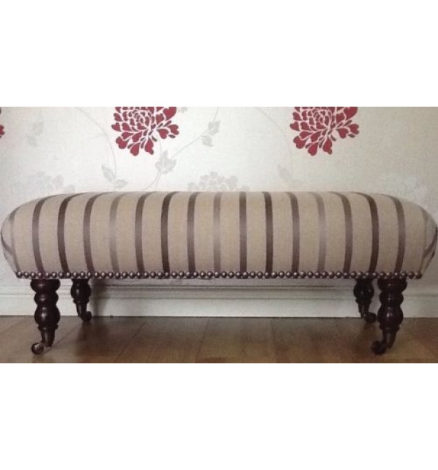 A Quality Long Footstool In Laura Ashley Luxford Amethyst Fabric