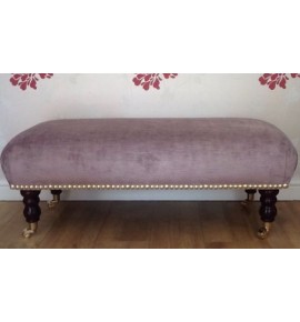 A Quality Long Footstool In Laura Ashley Villandry Amethyst Velvet Fabric