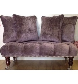 Long Deep Buttoned Footstool & Cushions Laura Ashley Caitlyn Grape Fabric