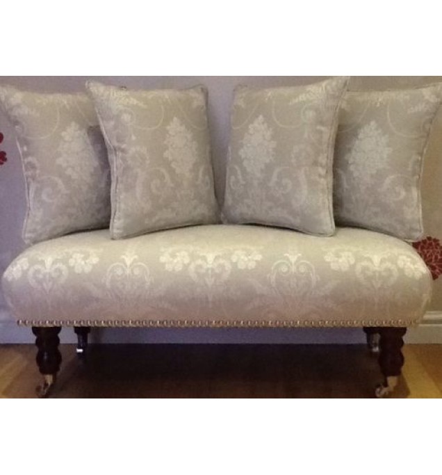 Long Footstool Stool & 4 Cushions Laura Ashley Josette Dove Grey Fabric