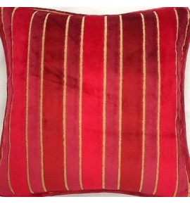 A 16 Inch Cushion Cover In Laura Ashley Aiden Cranberry Stripe Velvet Fabric