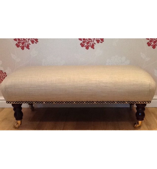 A Quality Long Footstool In Laura Ashley Dalton Sable Fabric