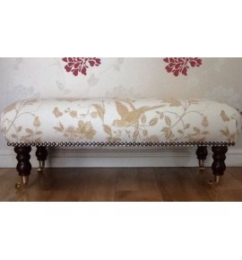 A Quality Long Footstool In Laura Ashley Summer Palace Gold Fabric