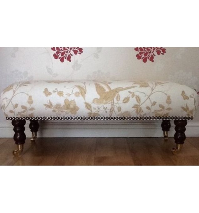 A Quality Long Footstool In Laura Ashley Summer Palace Gold Fabric