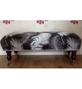 A Quality Long Footstool In Laura Ashley Plume Charcoal Fabric