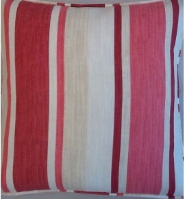 A 16 Inch Laura Ashley cushion Cover In Awning Stripe Cranberry fabric