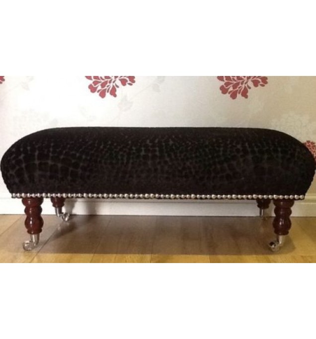 A Quality Long Footstool In Designers Guild Nabucco Noir Fabric